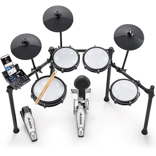 Alesis Nitro Max Kit Eight Piece Electronic Drum Kit with Mesh Heads and Bluetooth