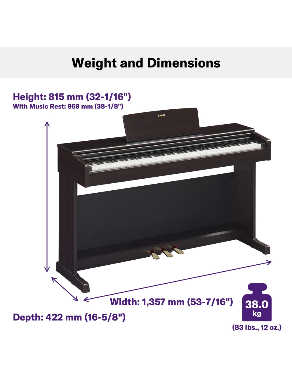 Yamaha YDP-145 Arius Digital Piano (Inclusive of Power Adapter, Bench and Home Installation)